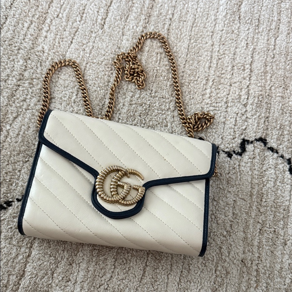 Gucci Ivory Crossbody Bag with Gold Accents